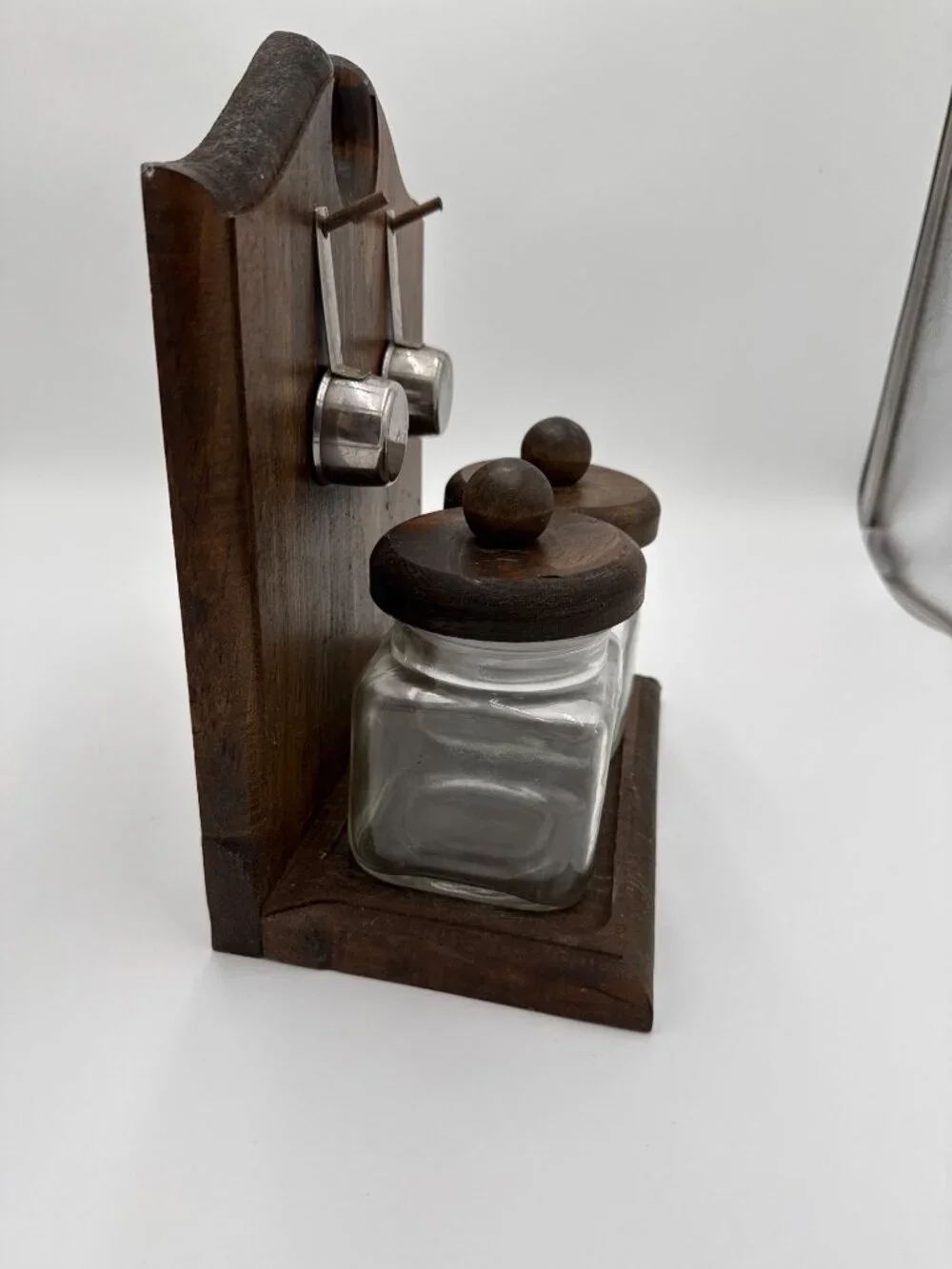 Vintage Wooden CoffeeTea Canister Set Glass Jars Wood Grandmacore Cottagecore